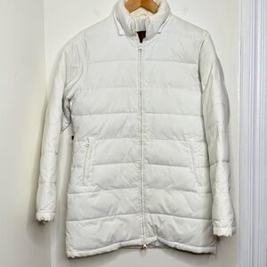 Kie White Puffer Coat Zip Up Longer Length SEE MEASUREMENTS Approx. Large